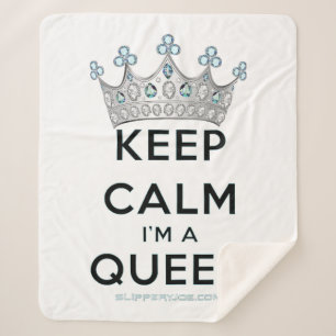 SlipperyJoe's Keep-Calm-Queen poliertes Silber-Kro Sherpadecke