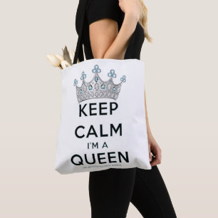 SlipperyJoe's Keep-Calm-Queen poliertes Silber-Kro Tasche