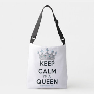 SlipperyJoe's Keep-Calm-Queen poliertes Silber-Kro Tragetaschen Mit Langen Trägern