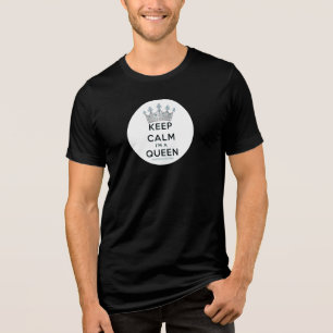 SlipperyJoe's Keep-Calm-Queen poliertes Silber-Kro Tri-Blend Shirt