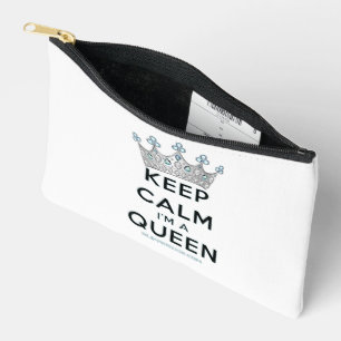 SlipperyJoe's Keep-Calm-Queen poliertes Silber-Kro Zubehörtasche