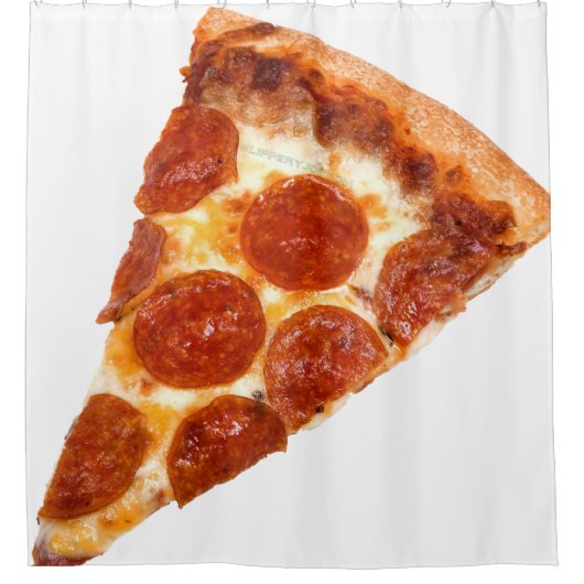 SlipperyJoe's klassische Pepperoni-Pizzaschnitt ge Duschvorhang (Vorderseite)