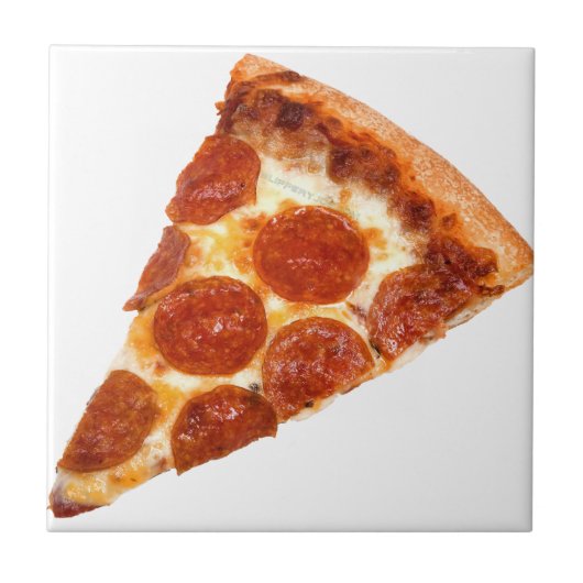 SlipperyJoe's klassische Pepperoni-Pizzaschnitt ge Fliese (Vorderseite)