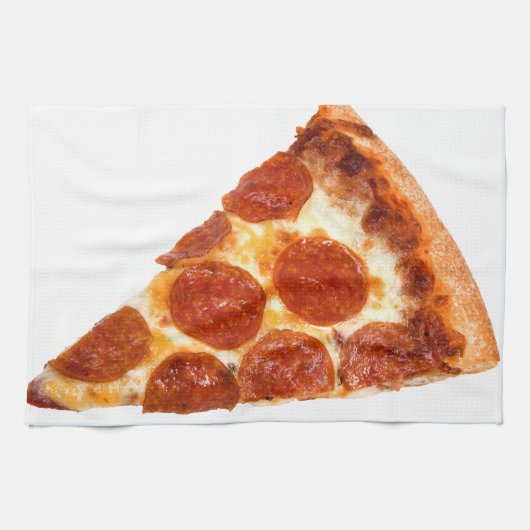 SlipperyJoe's klassische Pepperoni-Pizzaschnitt ge Geschirrtuch (Horizontal)