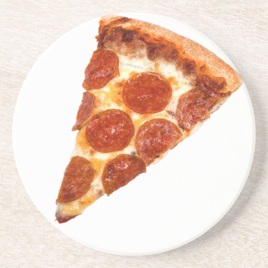 SlipperyJoe's klassische Pepperoni-Pizzaschnitt ge Getränkeuntersetzer (Vorne)