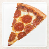 SlipperyJoe's klassische Pepperoni-Pizzaschnitt ge Glasuntersetzer (Vorderseite)