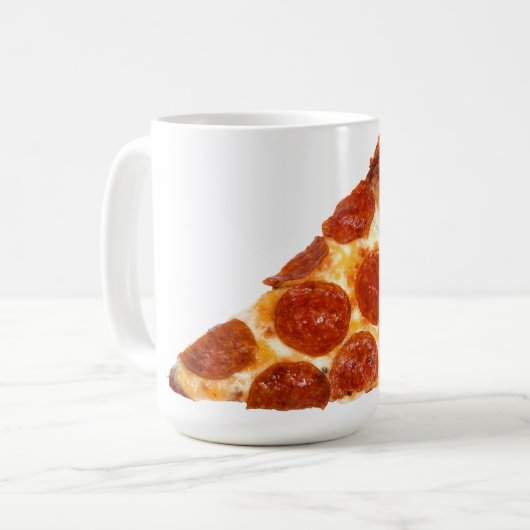 SlipperyJoe's klassische Pepperoni-Pizzaschnitt ge Kaffeetasse (Vorderseite Links)