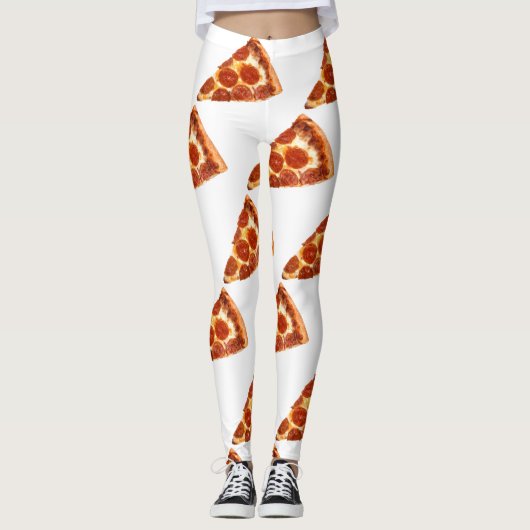 SlipperyJoe's klassische Pepperoni-Pizzaschnitt ge Leggings (Vorderseite)