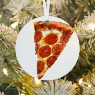 SlipperyJoe's klassische Pepperoni-Pizzaschnitt ge Ornament Aus Metall