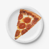 SlipperyJoe's klassische Pepperoni-Pizzaschnitt ge Pappteller (Vorderseite)