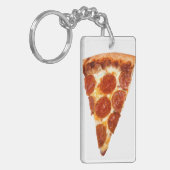 SlipperyJoe's klassische Pepperoni-Pizzaschnitt ge Schlüsselanhänger (Vorderseite links)