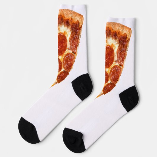 SlipperyJoe's klassische Pepperoni-Pizzaschnitt ge Socken (Linkes Detail)