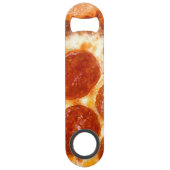 SlipperyJoe's klassische Pepperoni-Pizzaschnitt ge Speed Flaschenöffner (Rückseite)