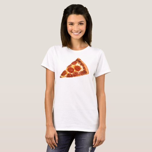 SlipperyJoe's klassische Pepperoni-Pizzaschnitt ge T-Shirt (Vorne ganz)