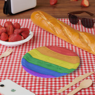 SlipperyJoe's klassischer Regenbogen-Tastsinn hand Pappteller