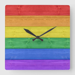 SlipperyJoe's klassischer Regenbogen-Tastsinn hand Quadratische Wanduhr