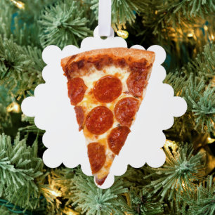 SlipperyJoe's klassisches Pepperoni-Pizza-Stück ge Ornament Karte