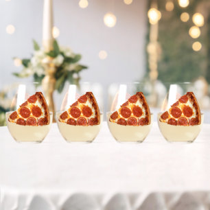 SlipperyJoe's klassisches Pepperoni-Pizza-Stück ge Weinglas Ohne Stiel