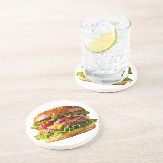 SlipperyJoe's köstlich gestapelte Hamburger-Thic Getränkeuntersetzer (Seite)