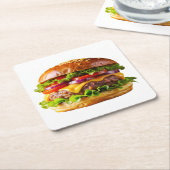 SlipperyJoe's köstlich gestapelte Hamburger-Thic Rechteckiger Pappuntersetzer (angewinkelt)