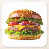 SlipperyJoe's köstlich gestapelte Hamburger-Thic Rechteckiger Pappuntersetzer (Vorderseite)