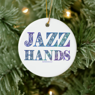 SlipperyJoe's künstlerische Jazz Hands lebendige F Keramik Ornament
