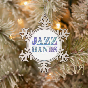 SlipperyJoe's künstlerische Jazz Hands lebendige F Schneeflocken Zinn-Ornament