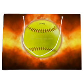 SlipperyJoe's künstlerischer Softball auf Feuer-Sc Große Geschenktüte (Vorderseite)