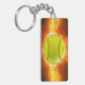 SlipperyJoe's künstlerischer Softball auf Feuer-Sc Schlüsselanhänger (Vorderseite links)