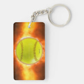 SlipperyJoe's künstlerischer Softball auf Feuer-Sc Schlüsselanhänger (Rückseite)