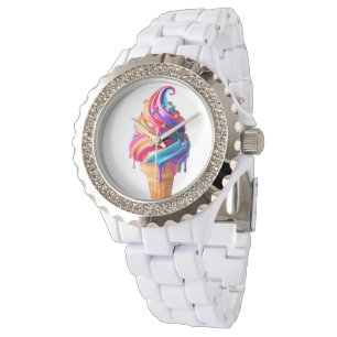 SlipperyJoe's lebhafter Eiscremekegel, ein Klassik Armbanduhr