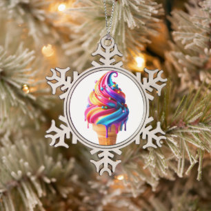 SlipperyJoe's lebhafter Eiscremekegel, ein Klassik Schneeflocken Zinn-Ornament