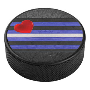 SlipperyJoe's Leder-Stolzflagge schwarz königsblau Eishockey Puck