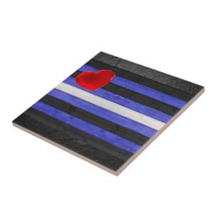 SlipperyJoe's Leder-Stolzflagge schwarz königsblau Fliese