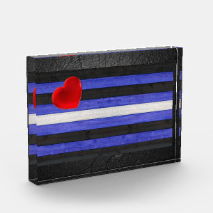 SlipperyJoe's Leder-Stolzflagge schwarz königsblau Fotoblock