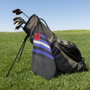 SlipperyJoe's Leder-Stolzflagge schwarz königsblau Golfhandtuch