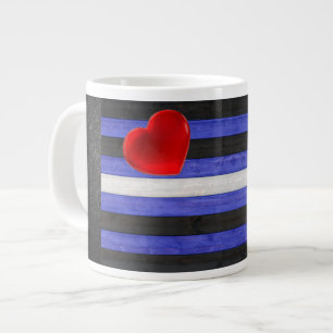 SlipperyJoe's Leder-Stolzflagge schwarz königsblau Jumbo-Tasse