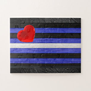 SlipperyJoe's Leder-Stolzflagge schwarz königsblau Puzzle