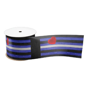 SlipperyJoe's Leder-Stolzflagge schwarz königsblau Satinband
