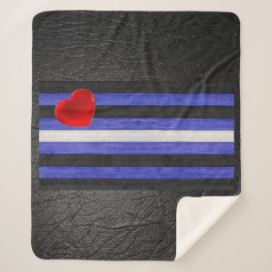SlipperyJoe's Leder-Stolzflagge schwarz königsblau Sherpadecke