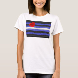 SlipperyJoe's Leder-Stolzflagge schwarz königsblau T-Shirt
