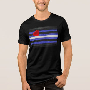 SlipperyJoe's Leder-Stolzflagge schwarz königsblau Tri-Blend Shirt