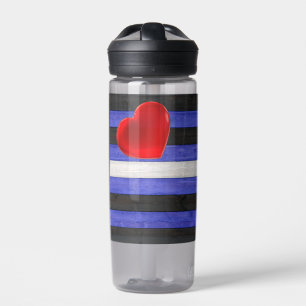 SlipperyJoe's Leder-Stolzflagge schwarz königsblau Trinkflasche