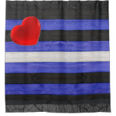 SlipperyJoe's Lederstolperflagge schwarz königsbla Duschvorhang (Vorderseite)