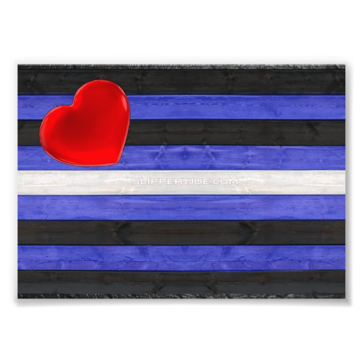 SlipperyJoe's Lederstolperflagge schwarz königsbla Fotodruck (Vorne)