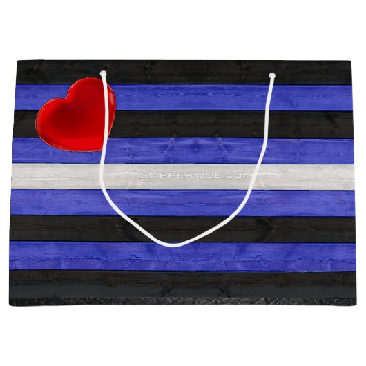SlipperyJoe's Lederstolperflagge schwarz königsbla Große Geschenktüte (Vorderseite)