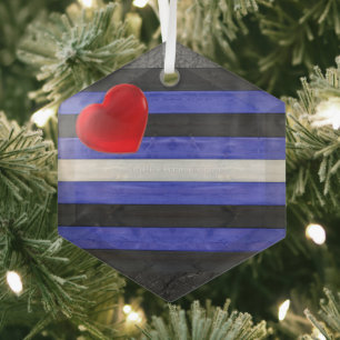 SlipperyJoe's Lederstolperflagge schwarz königsbla Ornament Aus Glas