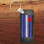 SlipperyJoe's Lederstolperflagge schwarz königsbla Schlüsselanhänger (Vorderseite)