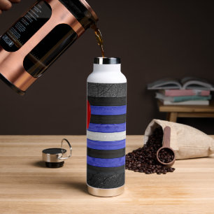 SlipperyJoe's Lederstolperflagge schwarz königsbla Trinkflasche