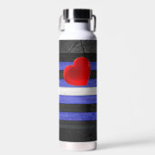 SlipperyJoe's Lederstolperflagge schwarz königsbla Trinkflasche (Vorne)